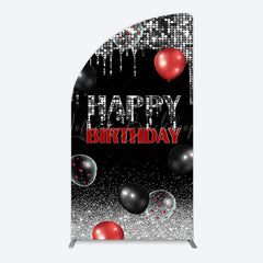 Lofaris Black Silver Glitter Balloons Birthday Arch Backdrop