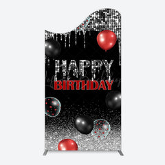 Lofaris Black Silver Glitter Balloons Birthday Arch Backdrop