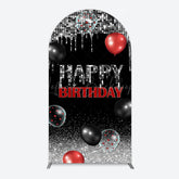 Lofaris Black Silver Glitter Balloons Birthday Arch Backdrop