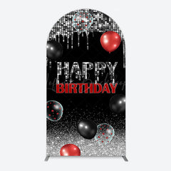 Lofaris Black Silver Glitter Balloons Birthday Arch Backdrop