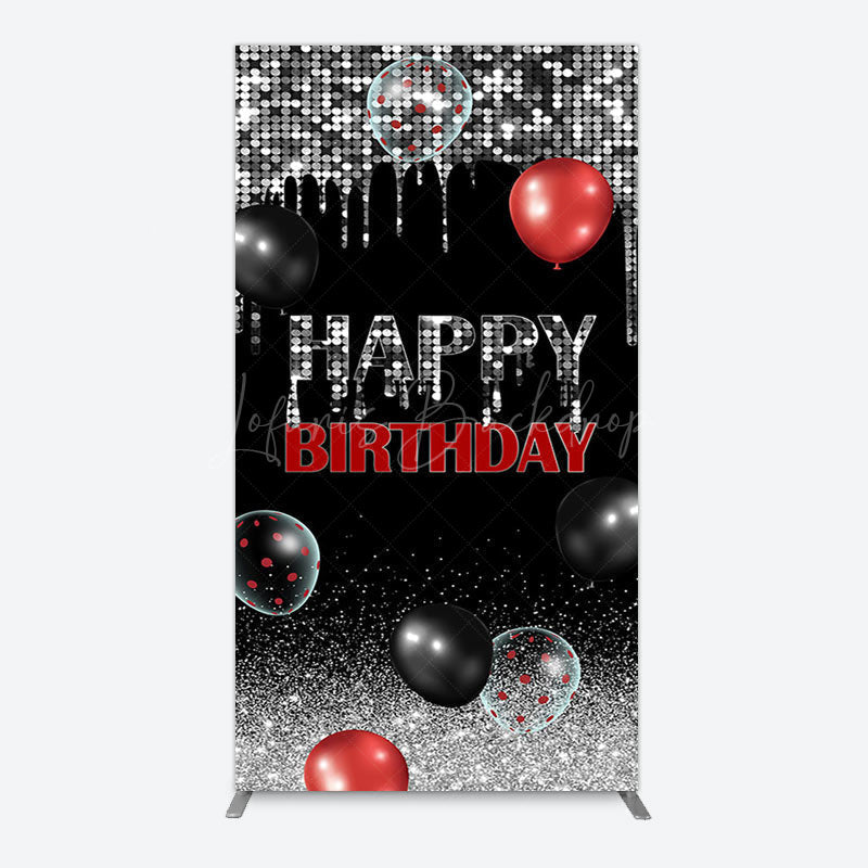 Lofaris Black Silver Glitter Balloons Birthday Arch Backdrop