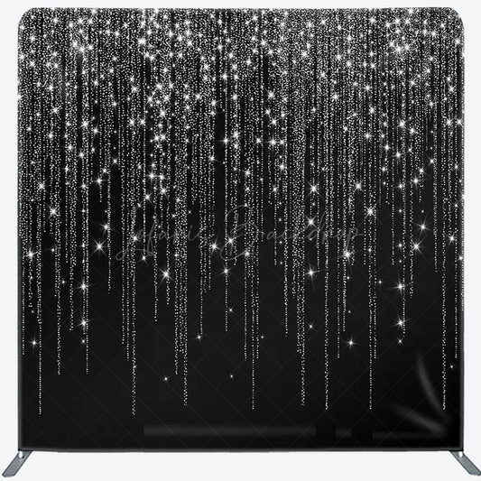 Lofaris Black Silver Glitter Dance Party Square Backdrop