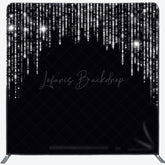 Lofaris Black Silver Glitter Party Square Tension Backdrop