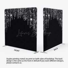 Lofaris Black Silver Glitter Party Square Tension Backdrop