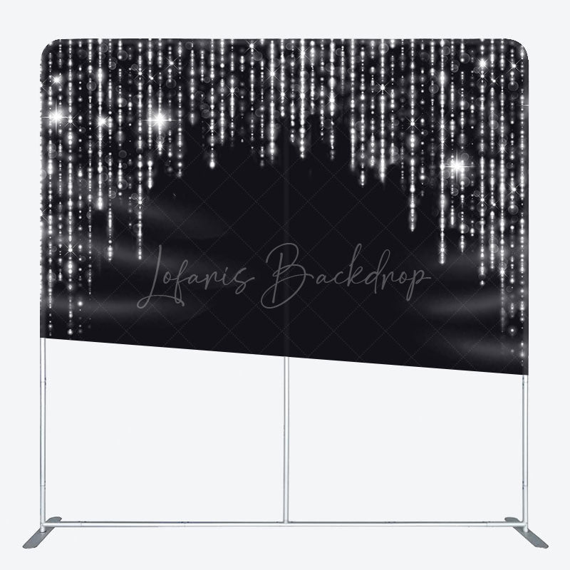 Lofaris Black Silver Glitter Party Square Tension Backdrop