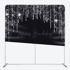 Lofaris Black Silver Glitter Party Square Tension Backdrop