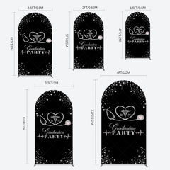 Lofaris Black Silver Glitter RN Graduation Party Arch Backdrop