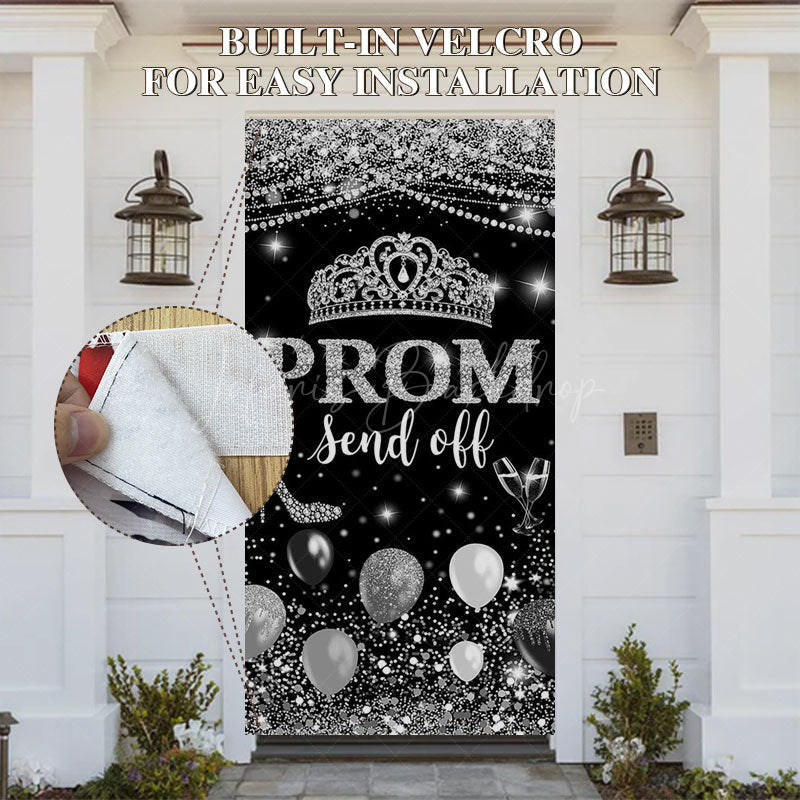 Lofaris Black Silver Prom Send Off Graduation Door Cover