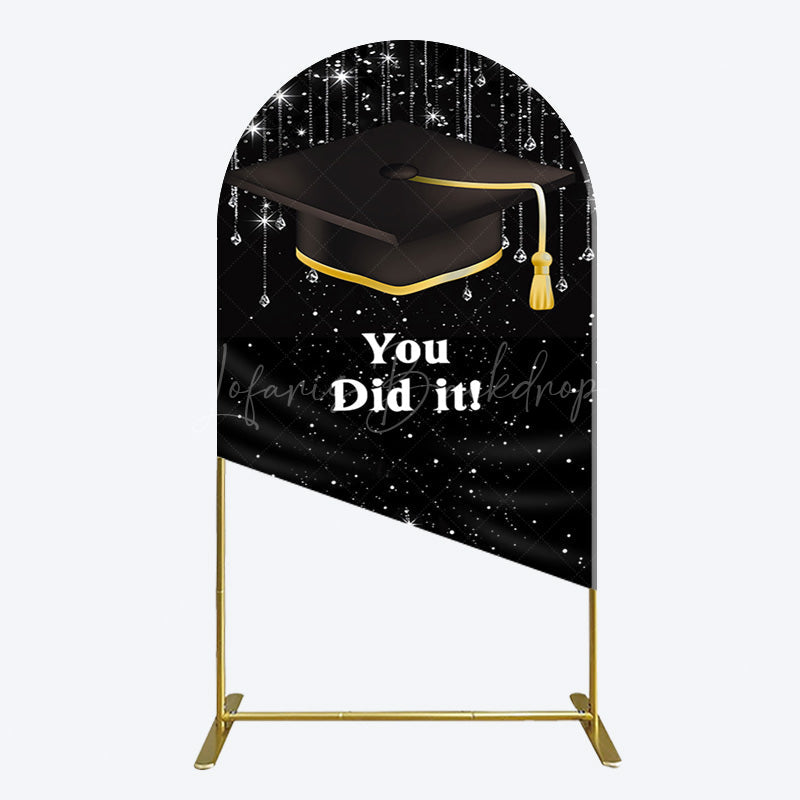 Lofaris Black Silver Sparkle You Did It Grad Arch Backdrop