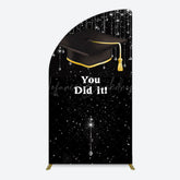 Lofaris Black Silver Sparkle You Did It Grad Half Moon Arch Backdrop