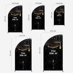 Lofaris Black Silver Sparkle You Did It Grad Half Moon Arch Backdrop