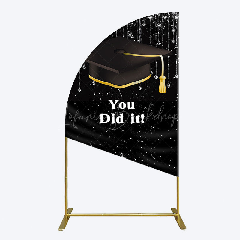 Lofaris Black Silver Sparkle You Did It Grad Half Moon Arch Backdrop