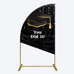 Lofaris Black Silver Sparkle You Did It Grad Half Moon Arch Backdrop