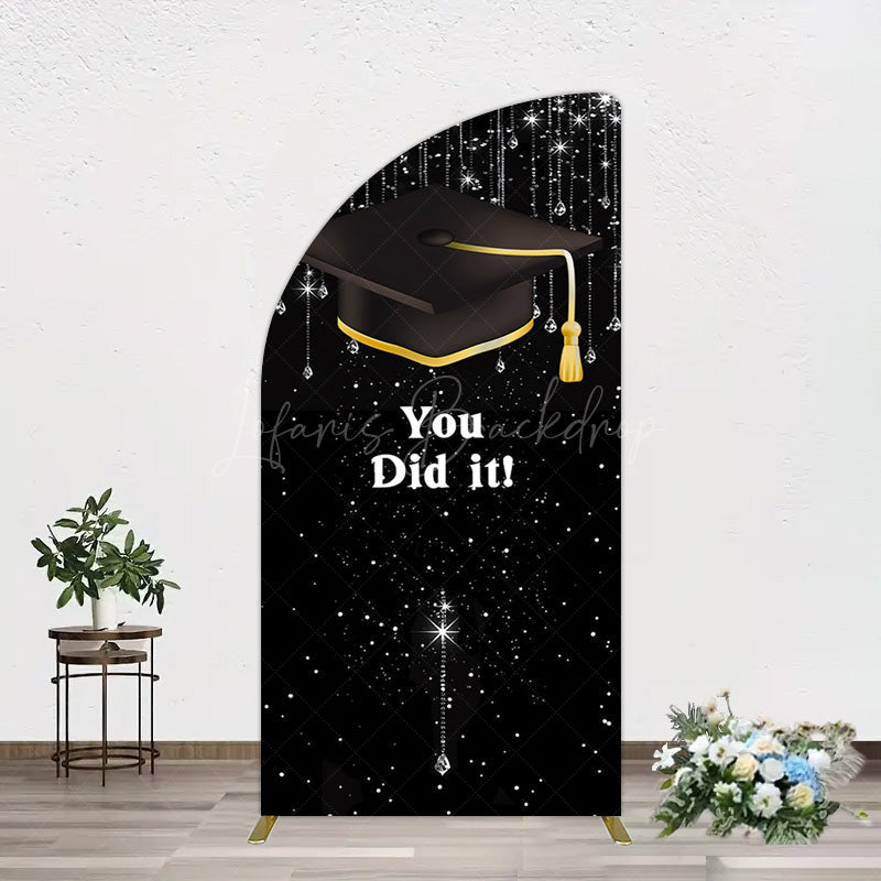 Lofaris Black Silver Sparkle You Did It Grad Half Moon Arch Backdrop