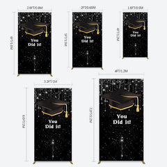 Lofaris Black Silver Sparkle You Did It Grad Rectangle Backdrop