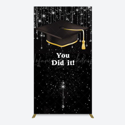 Lofaris Black Silver Sparkle You Did It Grad Rectangle Backdrop