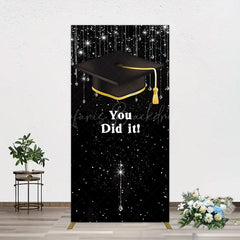 Lofaris Black Silver Sparkle You Did It Grad Rectangle Backdrop