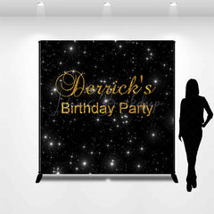 Lofaris Black Sparkle Gold Custom Name Birthday Party Backdrop