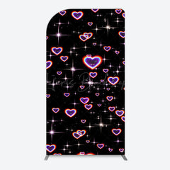Lofaris Black Sparkle Rainbow Hearts Romantic Arch Backdrop