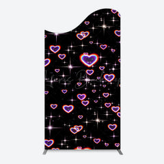 Lofaris Black Sparkle Rainbow Hearts Romantic Arch Backdrop