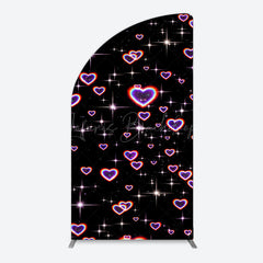 Lofaris Black Sparkle Rainbow Hearts Romantic Arch Backdrop