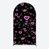 Lofaris Black Sparkle Rainbow Hearts Romantic Arch Backdrop