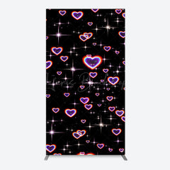 Lofaris Black Sparkle Rainbow Hearts Romantic Arch Backdrop