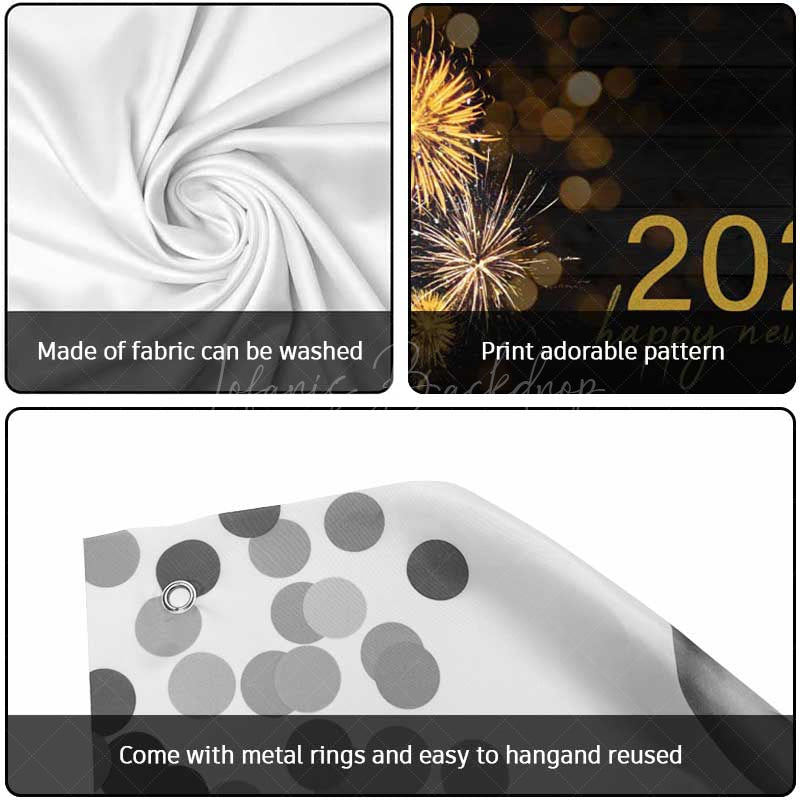Lofaris Black Sparks Bokeh 2025 New Year Garage Door Banner