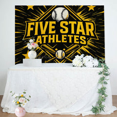 Lofaris Black Star Gold Five Athletes Birthday Backdrop