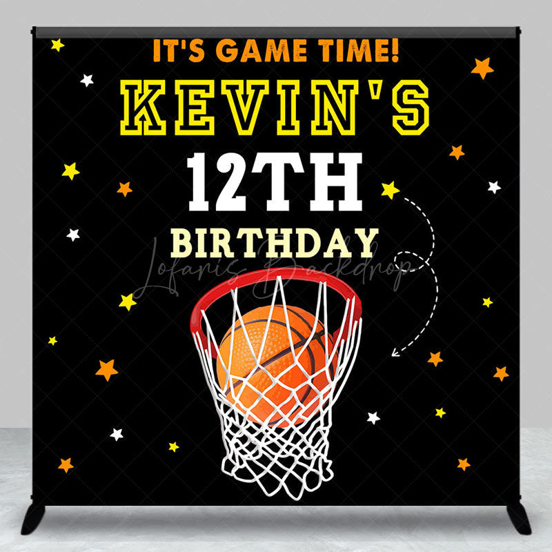 Lofaris Black Starry Basketball Custom 12th Birthday Backdrop