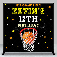 Lofaris Black Starry Basketball Custom 12th Birthday Backdrop