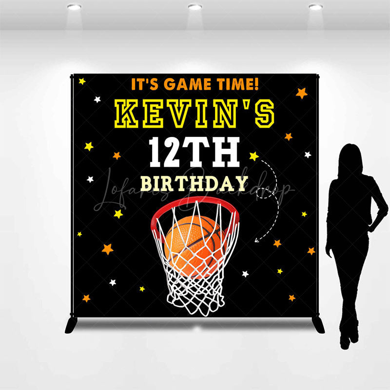 Lofaris Black Starry Basketball Custom 12th Birthday Backdrop