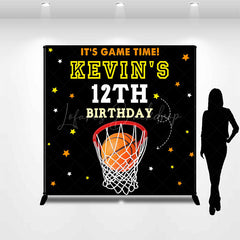 Lofaris Black Starry Basketball Custom 12th Birthday Backdrop