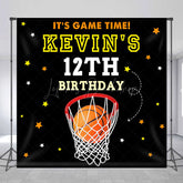 Lofaris Black Starry Basketball Custom 12th Birthday Backdrop
