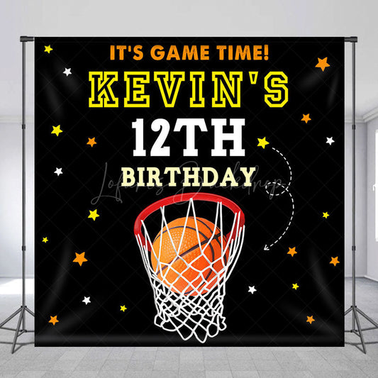 Lofaris Black Starry Basketball Custom 12th Birthday Backdrop