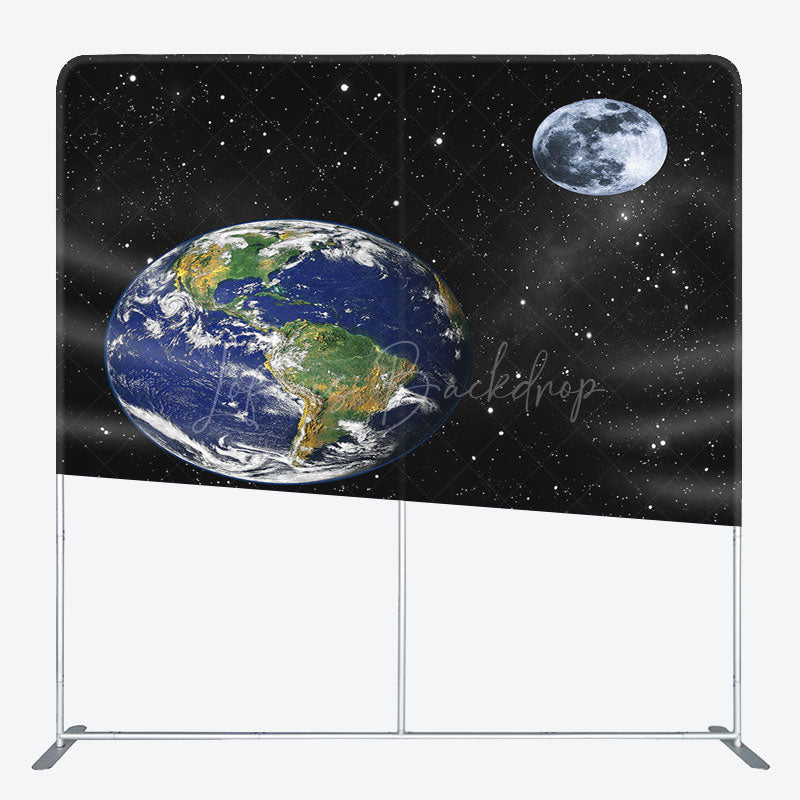Lofaris Black Starry Galaxy Moon Earth Pillow Case Backdrop
