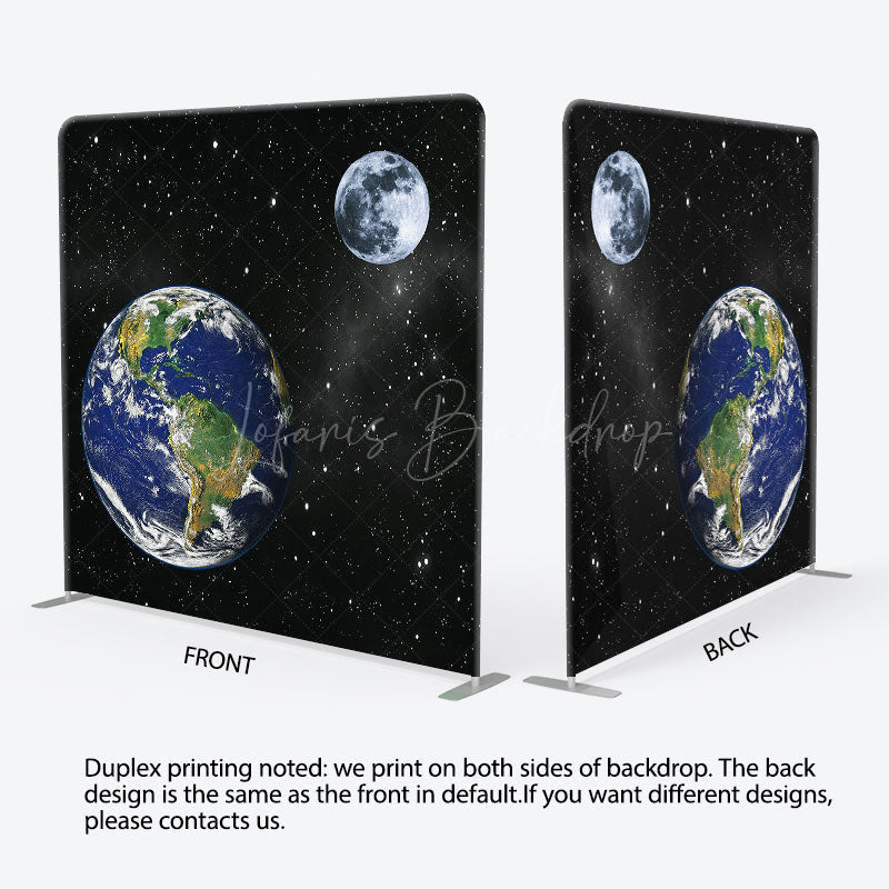 Lofaris Black Starry Galaxy Moon Earth Pillow Case Backdrop