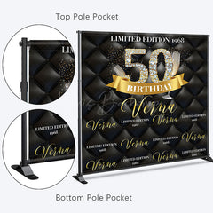 Lofaris Black Step And Repeat Custom 50th Birthday Backdrop
