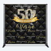 Lofaris Black Step And Repeat Custom 50th Birthday Backdrop