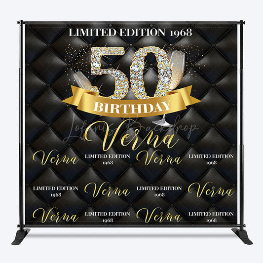 Lofaris Black Step And Repeat Custom 50th Birthday Backdrop