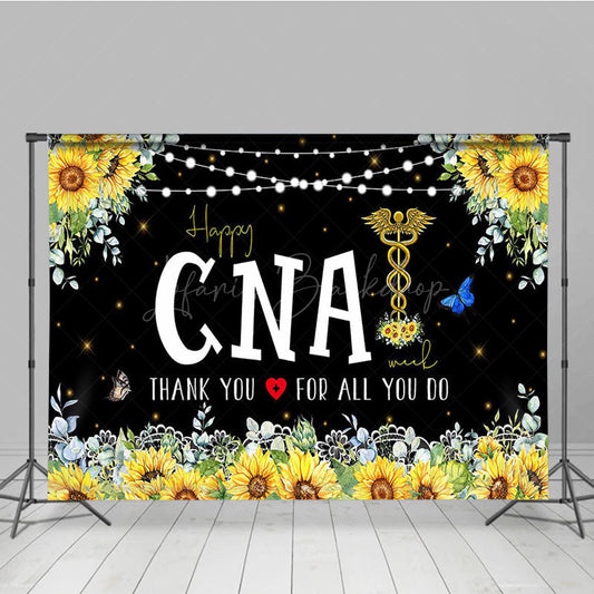 Lofaris Black Sunflower Happy Cna Week Thank You Backdrop