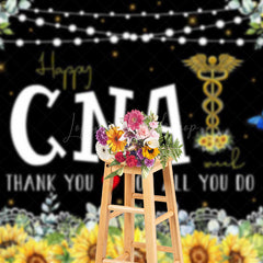 Lofaris Black Sunflower Happy Cna Week Thank You Backdrop