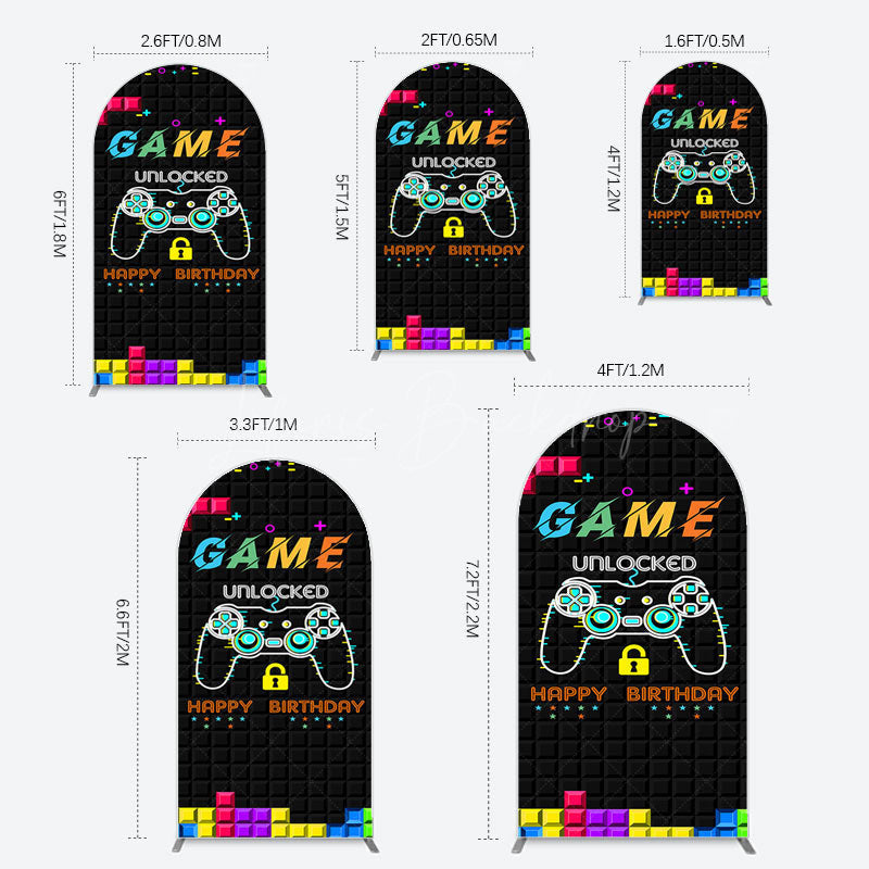 Lofaris Black Tetris Unlocked Game Birthday Arch Backdrop
