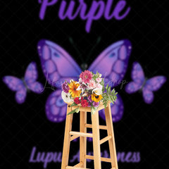 Lofaris Black Wear Purple Butterfly Lupus Awareness Backdrop