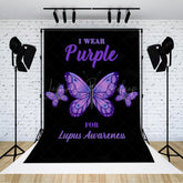 Lofaris Black Wear Purple Butterfly Lupus Awareness Backdrop