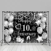 Lofaris Black White Balloon Happy 50Th Anniversary Backdrop