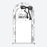 Lofaris Black White Bow Floral Congrats Graduation Arch Backdrop