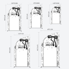 Lofaris Black White Bow Floral Congrats Graduation Half Moon Arch Backdrop