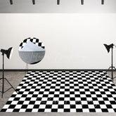 Lofaris Black White Checkered Fabric Floor Backdrop For Photo