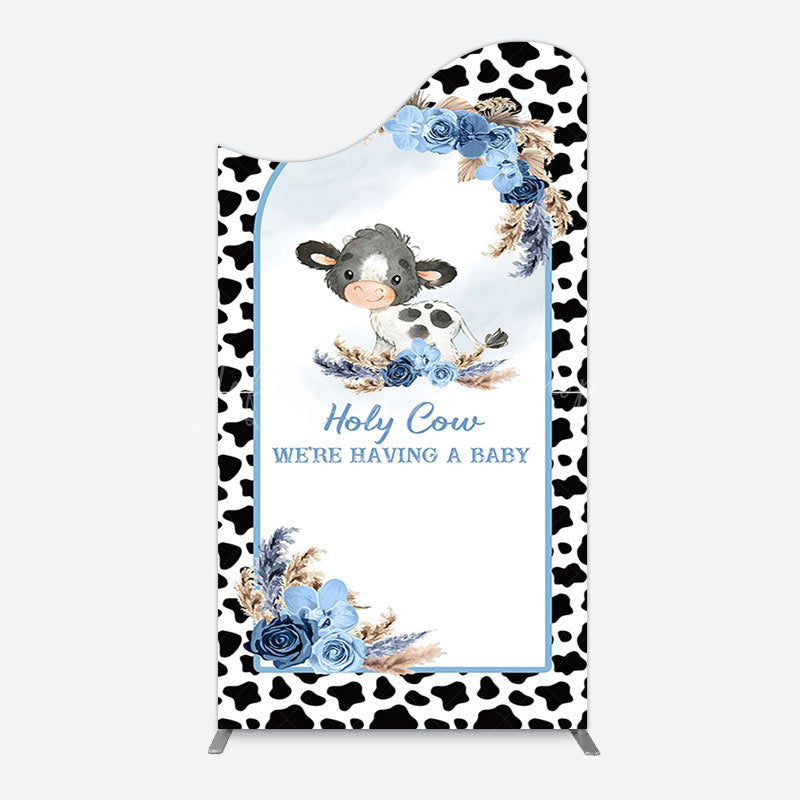Lofaris Black White Cow Floral Baby Shower Arch Backdrop
